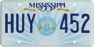 MS license plate HUY452