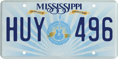 MS license plate HUY496