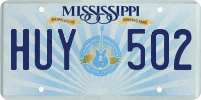 MS license plate HUY502