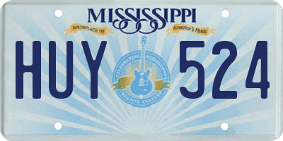 MS license plate HUY524