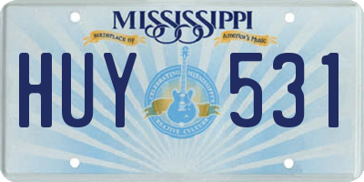 MS license plate HUY531