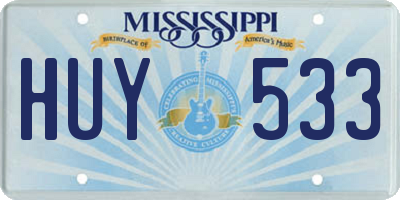 MS license plate HUY533