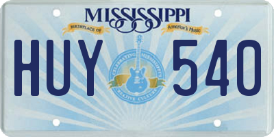 MS license plate HUY540