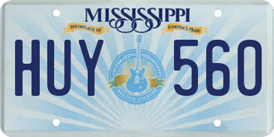 MS license plate HUY560