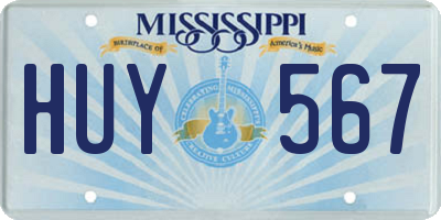 MS license plate HUY567