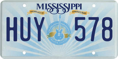 MS license plate HUY578