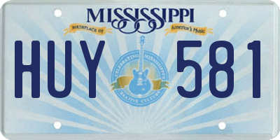 MS license plate HUY581