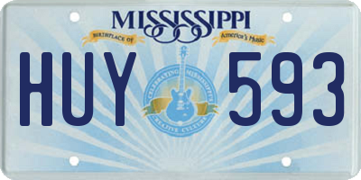MS license plate HUY593