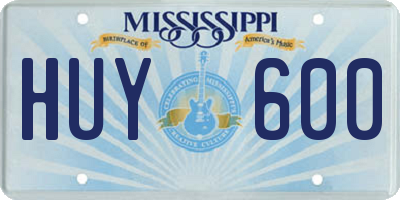 MS license plate HUY600