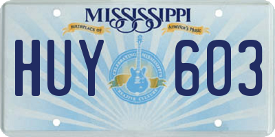 MS license plate HUY603