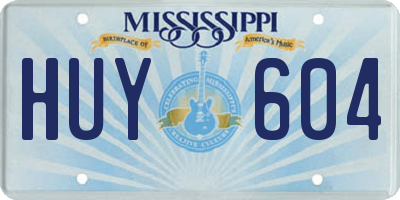 MS license plate HUY604