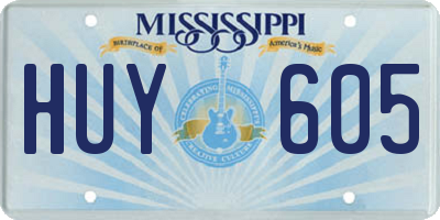 MS license plate HUY605