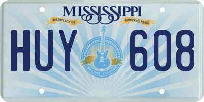 MS license plate HUY608