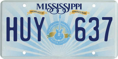 MS license plate HUY637