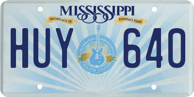 MS license plate HUY640