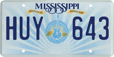 MS license plate HUY643