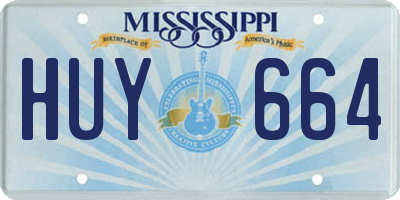 MS license plate HUY664