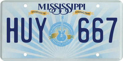 MS license plate HUY667