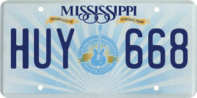 MS license plate HUY668