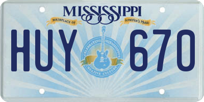 MS license plate HUY670
