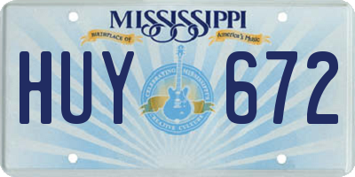 MS license plate HUY672