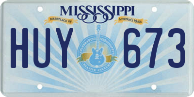 MS license plate HUY673