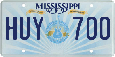 MS license plate HUY700