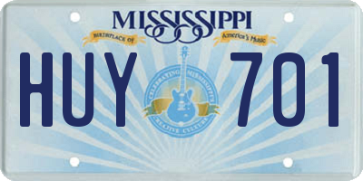 MS license plate HUY701