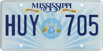 MS license plate HUY705