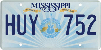 MS license plate HUY752