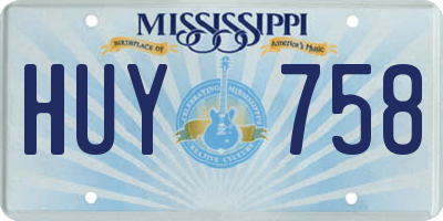 MS license plate HUY758