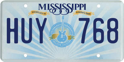 MS license plate HUY768
