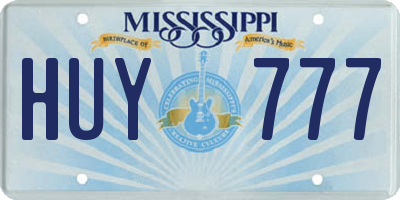 MS license plate HUY777