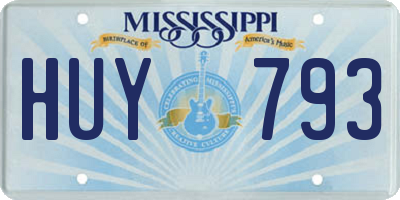MS license plate HUY793