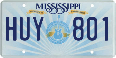 MS license plate HUY801
