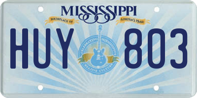 MS license plate HUY803