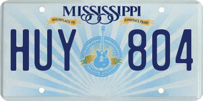 MS license plate HUY804