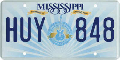 MS license plate HUY848