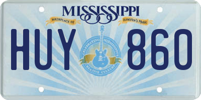 MS license plate HUY860