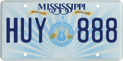 MS license plate HUY888