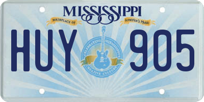MS license plate HUY905