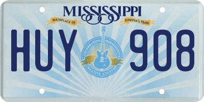 MS license plate HUY908