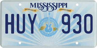 MS license plate HUY930