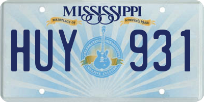 MS license plate HUY931