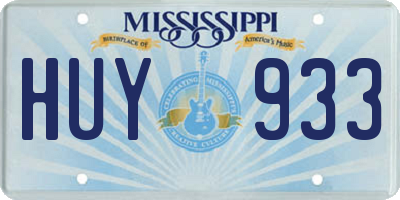 MS license plate HUY933