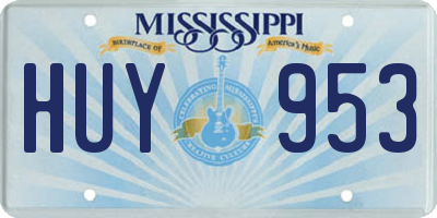 MS license plate HUY953