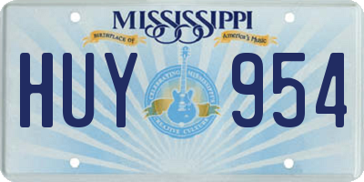 MS license plate HUY954