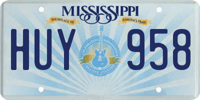 MS license plate HUY958