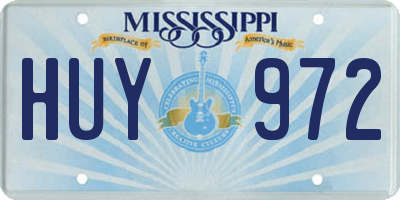 MS license plate HUY972