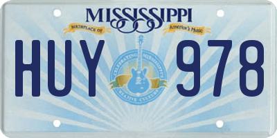MS license plate HUY978